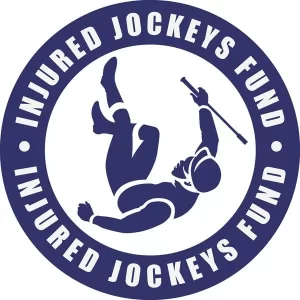 Injured Jockeys Fund logo. Charity for injured jockeys.