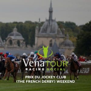 Racing Social Prix du Jockey Club advert, promoting The 'French Derby' weekend package.
