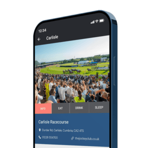 Racing Social app shown on smart phone