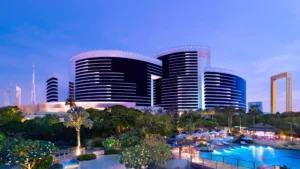 Grand Hyatt Dubai at dusk skyline view